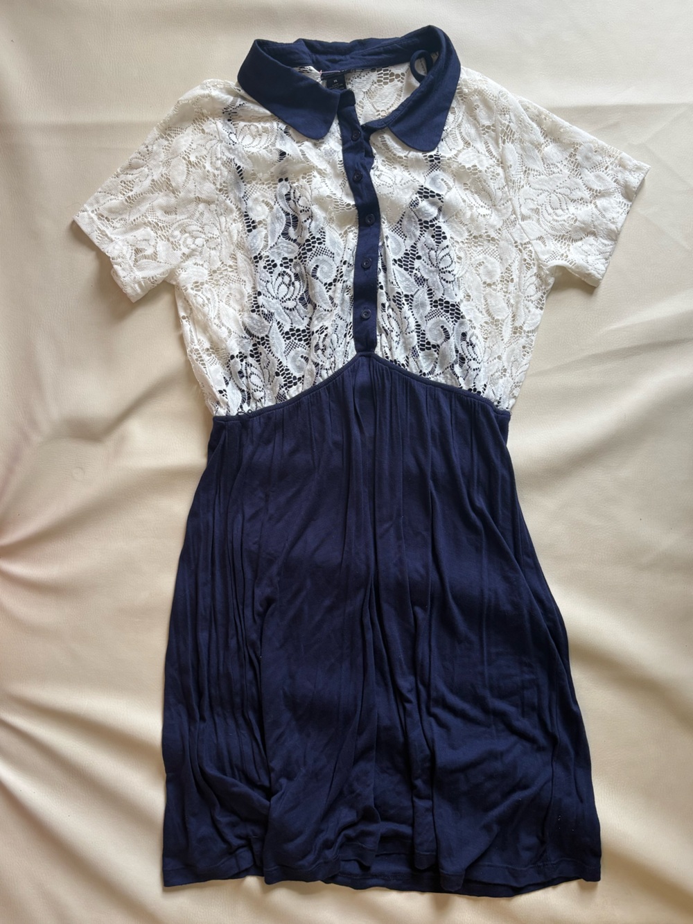 Rue21 Navy and White Lace Polo Midi Dress